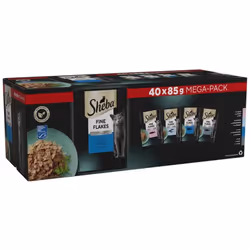 SHEBA - Adult Wet Cat Food Pouches - 40 x 85 g - Fish - Bulk Cat Food Megapack - 40 Jelly Pouches