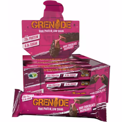 Grenade High Protein, Low Sugar Bar - Dark Chocolate Raspberry, 12 x 60 g
