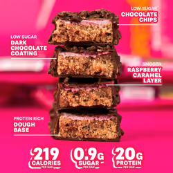 Grenade High Protein, Low Sugar Bar - Dark Chocolate Raspberry, 12 x 60 g