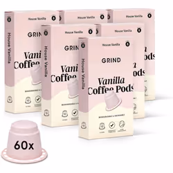 Grind Pack of 60 Vanilla Blend Arabica Coffee Pods Nespresso Original Compatible Capsules Home Compostable Barista Quality Me ...