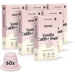 Grind Pack of 60 Vanilla Blend Arabica Coffee Pods Nespresso Original Compatible Capsules Home Compostable Barista Quality Medium Roast