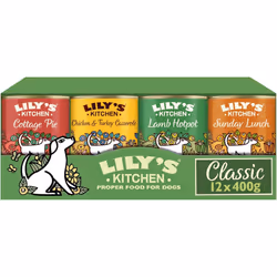 Lily's Kitchen Natural Adult Wet Dog Food Tins Classic Dinners Variety Pack 12 x 400g