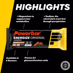 Powerbar - Energize Original - Chocolate - 15x55g - High Carb Energy Bar - Magnesium&Sodium