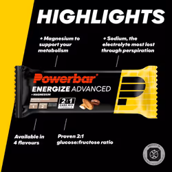 Powerbar - Energize Advanced - Mocca Almond - 15x55g - High Carb Energy Bar - Magnesium&Sodium