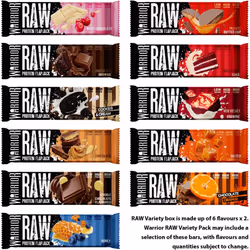 Warrior Raw Protein Flapjacks 12 Bars x 75g Each Packed with 20g of Protein Low Sugar, High in Fibre (Variety Box)