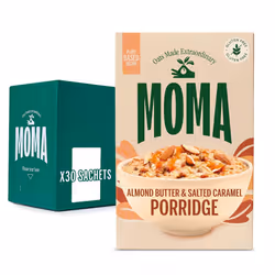 MOMA - Almond Butter & Salted Caramel Porridge Sachets - 30 x 40g - Made with British Jumbo Oats ? High in Fibre ? Plant-Base ...