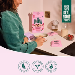 MOMA - Cranberry & Raisin Porridge Sachets - 40g x 30 - Made with British Wholegrain Jumbo Oats ? High in Fibre ? Ready in 2 Minutes ? Contains Real
