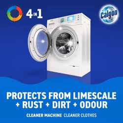 Calgon 4-in-1 Washing Machine Cleaner and Water Softener Gel 750 ml Removes Limescale Residue, Dirt, Rust & Malodours , Deep Clean