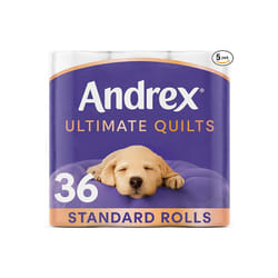 Andrex Ultimate Quilts Toilet Tissue 36 Standard Rolls Air Pocket Technology for Soft Thick Sheets (Previously Andrex Supreme Quilts) 36 Toilet Rolls