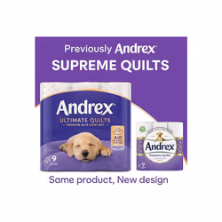 Andrex Ultimate Quilts Toilet Tissue 36 Standard Rolls Air Pocket Technology for Soft Thick Sheets (Previously Andrex Supreme Quilts) 36 Toilet Rolls