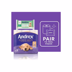 Andrex Ultimate Quilts Toilet Tissue 36 Standard Rolls Air Pocket Technology for Soft Thick Sheets (Previously Andrex Supreme Quilts) 36 Toilet Rolls