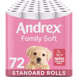 Andrex Family Soft Toilet Tissue 72 Rolls Previously Andrex Gentle Clean Gentle on your Familys skin Bulk Pack of 72 Toilet R ...
