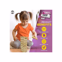 48pk Mini Tumbling Tower Wooden Stacking Blocks Entertainment Kids Adults Travel Size Tower Classic Indoor Outdoor Games Family Travel Games Kids