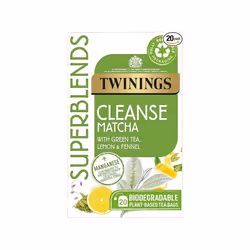 Twinings Superblends Cleanse Tea - Green Tea Herbal infusion with Matcha, Lemon & Fennel Seeds with Manganese- 20 Biodegradab ...