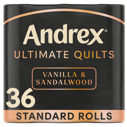 Andrex Ultimate Quilts Toilet Tissue 36 Quilted Toilet Rolls  Vanilla Sandalwood Fragrance Quilted Loo Rolls Premium Comfort 9 Toilet Rolls x 4 Packs