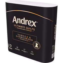 Andrex Ultimate Quilts Toilet Tissue 36 Quilted Toilet Rolls  Vanilla Sandalwood Fragrance Quilted Loo Rolls Premium Comfort 9 Toilet Rolls x 4 Packs