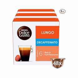 NESCAFÃ Dolce Gusto Lungo Decaf Coffee Pods - total of 48 Coffee Capsules - Decaffeinated Coffee (3 Packs)