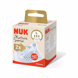 NUK Nature Sense Silicone Teat, BPA Transparent, Large, Pack of 2, Clear