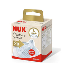 NUK Nature Sense Silicone Teat, BPA Transparent, Large, Pack of 2, Clear