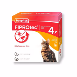 Beaphar FIPROtec Spot-On Kills Fleas Ticks Vet Strength Treatment Easy to Apply Suitable for Cat Kittens 8 Weeks Age Weighing ...