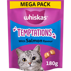 WHISKAS Temptations - Tasty, Crunchy Treats for Adult Cats, Small Bite Size Snacks with a Delicious Salmon Flavour Filling, 4 ...
