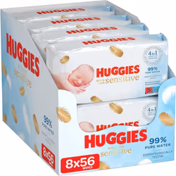 Huggies Pure Extra Care, Baby Wipes 8 Packs (448 Wipes Total) Fragrance Free Wet Wipes for Sensitive Skin 99 Percent Pure Wat ...