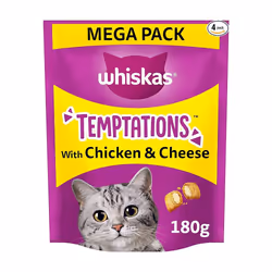 WHISKAS Temptations Tasty Crunchy Treats for Adult Cats Small Bite Size Snacks with Delicious Chicken & Cheese Filling 4 x 18 ...