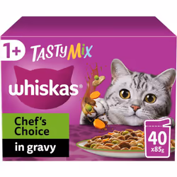 Whiskas Tasty Mix 1+Chef´s Choice in Gravy 40 x 85 g Pouches, Adult Cat Food