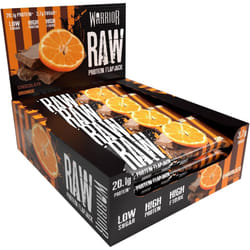 Warrior Raw Protein Flapjacks 12 Bars x 75g Each  Packed with 20g of Protein Low Sugar, High in Fibre (Chocolate Orange)