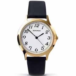 Sekonda Mens Gents Wrist Watch White Face Gold Dial 3134