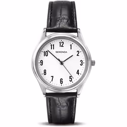 Sekonda Men's Quartz Watch with White Dial Analogue Display and Leather Strap