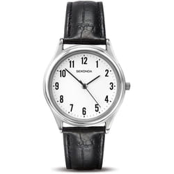 Sekonda Men's Quartz Watch with White Dial Analogue Display and Leather Strap