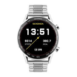 Sekonda Active Plus Smart Watch 45mm with Silver Stainless Steel Strap 30177