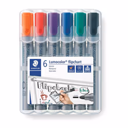 Staedtler Lumocolor Flipchart Marker 356 WP6 ST Bullet Tip - Assorted Colours (Pack of 6)