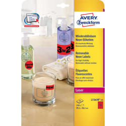 Avery L7263R-25 self-adhesive label Rounded rectangle Red 350 pc(s)