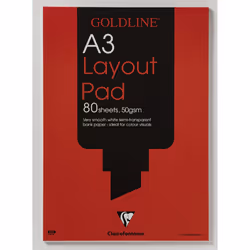 Clairefontaine A3 Goldline Layout Pad, 50 gsm, 80 Sheets