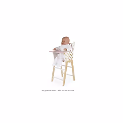 Janod - Candy Chic - Wooden High Chair for Dolls Up to 16,5 inch - Dolls Accessories - Suitable for Ages 3 and Up, J05888, White