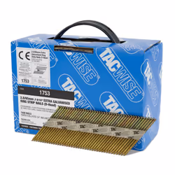 1753 Extra Galvanised Framing Nails 2.8/65 mm, D Head, Ring Shank, 34 Inclined, Paper Collated, Pack of 1600, Silver