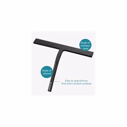 Navaris Squeegee Shower Cleaner - Scraper for the Bathroom Screen Door - Black Silicone Shower Wiper For Glass Doors - 28cm x 22cm
