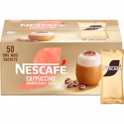 NESCAFÃ Gold Cappuccino Unsweetened Taste Instant Coffee Sachets - 50