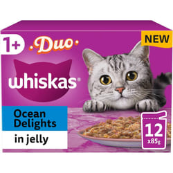 Whiskas Tasty Duo 1+ Ocean Delight in Jelly 48 x 85 g Pouches, Adult
