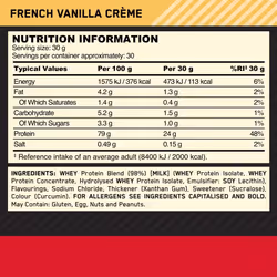 Optimum Nutrition Gold Standard 100% Whey Muscle Building and Recovery Protein Powder With Naturally Occurring Glutamine and B - French Vanilla CrÃ¨me