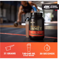 Optimum Nutrition Gold Standard 100% Whey Muscle Building and Recovery Protein Powder With Naturally Occurring Glutamine and BCAA Amino - Unflavoured