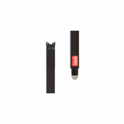 Legami - Set of 1 Erasable Gel Pen and 3 Refill, Cat Theme, Ball on End to Remove Ink - Black Thermosensitive Ink Tip Diameter 0.7 mm