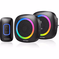 TECKNET Wireless Doorbell, Plug in Door Bells Wireless Cordless with 2 Receivers, IP66 Waterproof Wireless DooR - Rgb-black