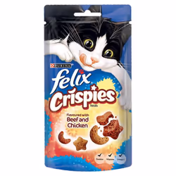 Felix Doubly Delicious Ocean Recipes Cat Food - Felix Crispies Cat Treats Beef and Chicken 45g