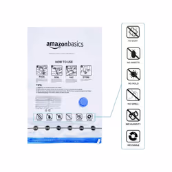 Amazon Basics Vacuum Compression Storage Bags (5-Pack)  with Airtight Valve and Hand Pump Large, Clear