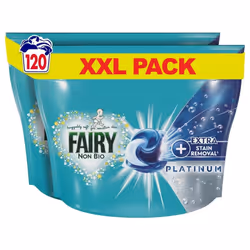 Fairy Non-Bio Platinum PODS, Washing Liquid Laundry Detergent Tablets / Capsules, 120 Washes (60 x 2) with Extra Stain Remova ...