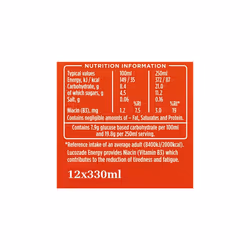 Lucozade Energy Drink Orange 12x330ml - Original