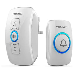 TECKNET Wireless Doorbell, IP65 Waterproof Wall Plug-in Door Bells Wireless Cordless Chime Kit at 1300-feet Range - White